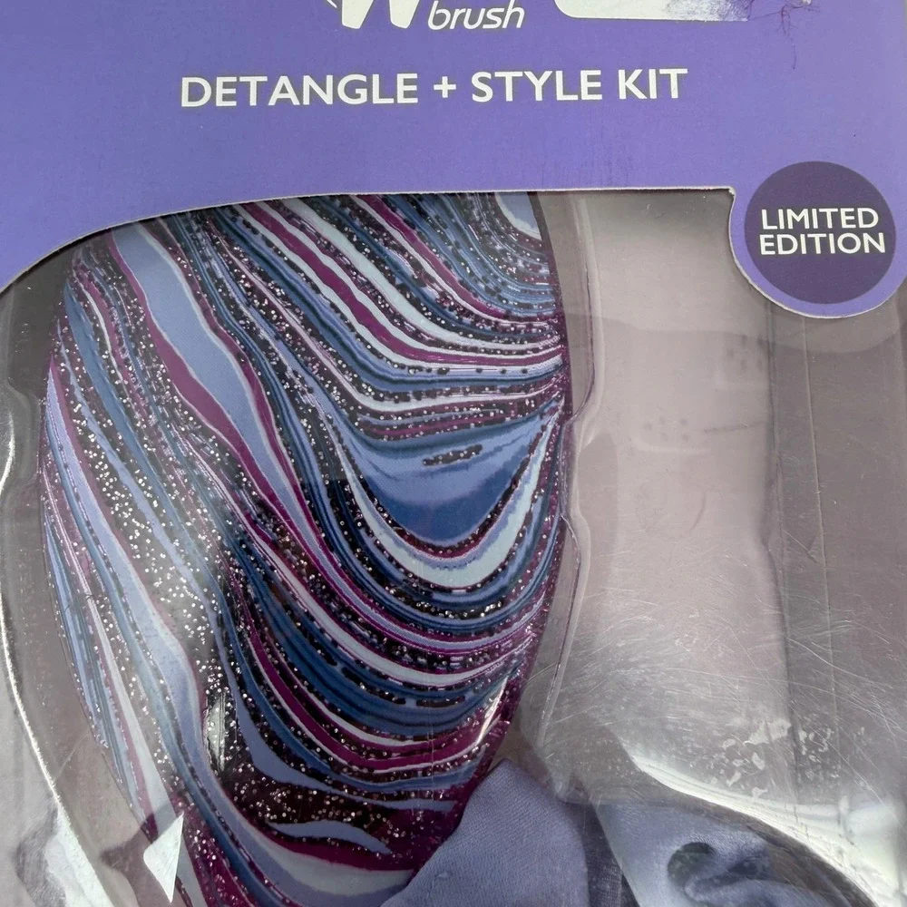 Wet Brush Swirl Style Detangle + Style Kit Purple Blue Marble Glitter ZWRSWRLSTL